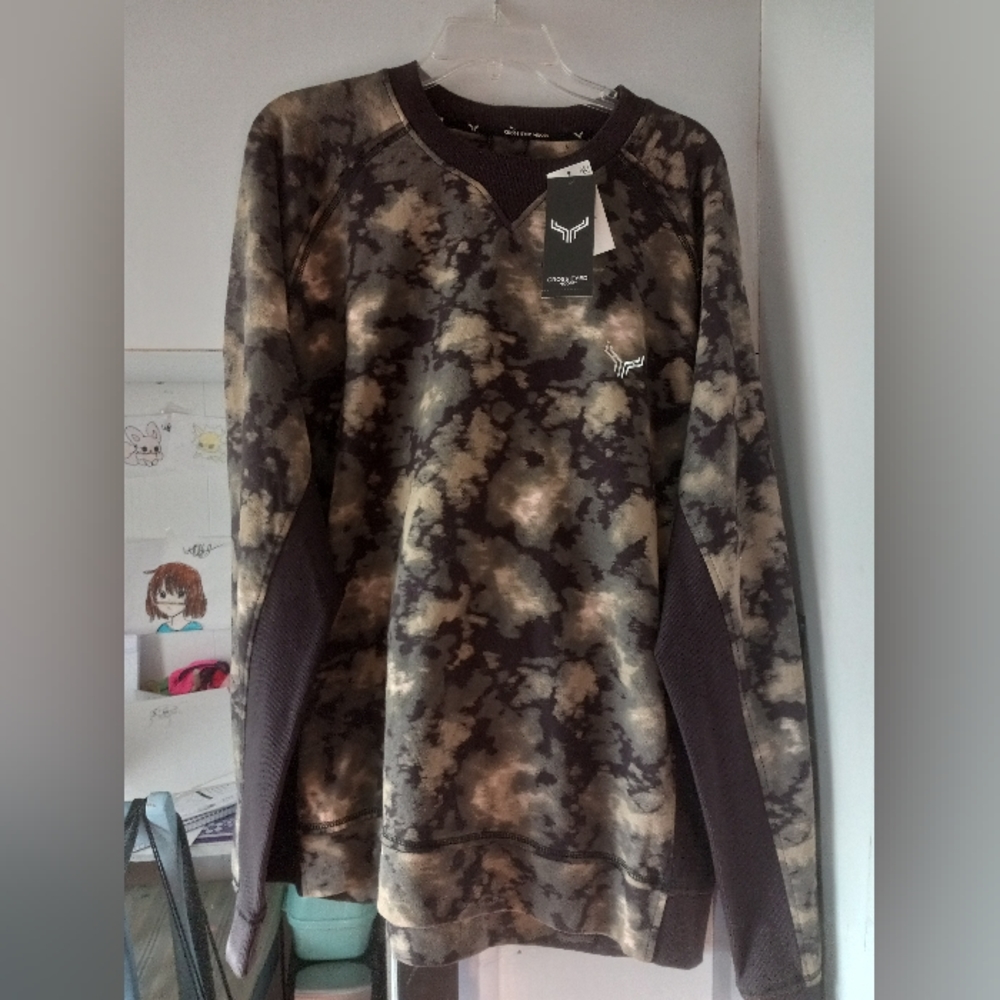 Mens Cross eyed moose camouflage long sleeve shirt sz XL